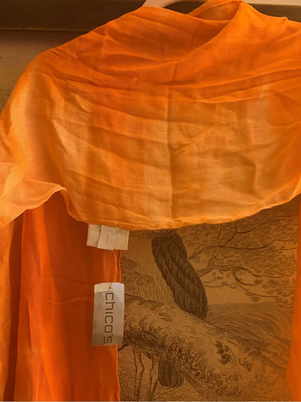 * New Chico's Seville Textured Look Orange Cotton Scarf *